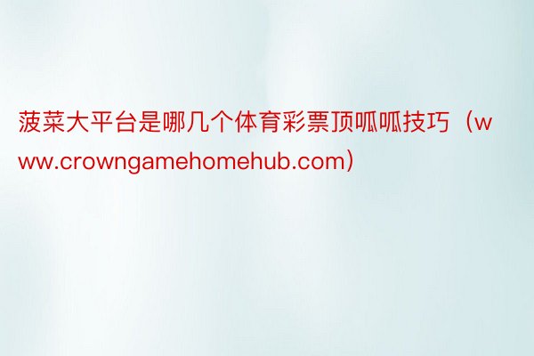 菠菜大平台是哪几个体育彩票顶呱呱技巧（www.crowngamehomehub.com）