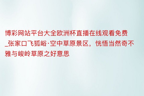 博彩网站平台大全欧洲杯直播在线观看免费_张家口飞狐峪·空中草原景区，恍悟当然奇不雅与峻岭草原之好意思